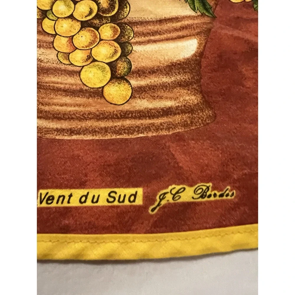 Vent Du Sud French Country Vtg Rustic Orchards Peach Grape Tablecloth 65